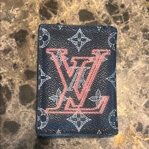 Louis Vuitton black white and Coral Monogram Card Holder/wallet